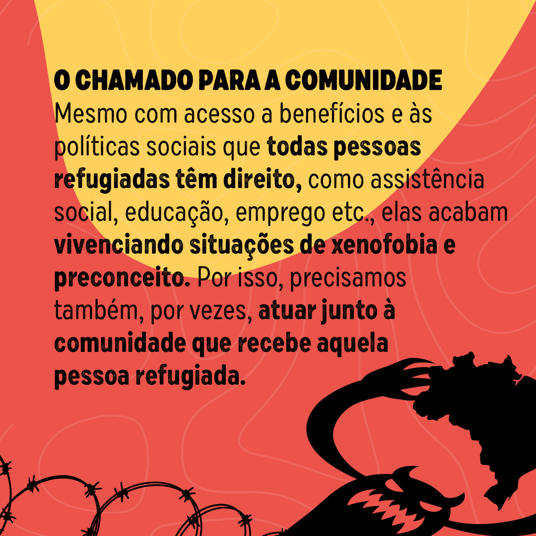 Card vermelho e amarelo traz ilustração de um mostra atacando o mapa do Brasil