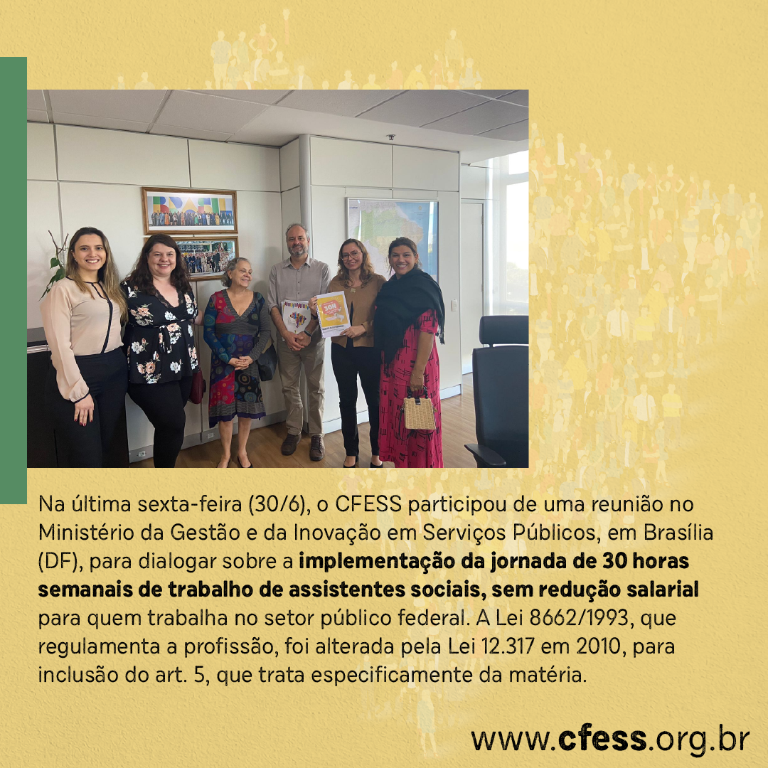 Card amarelo traz foto do fim da reunião, na qual participaram Kelly Melatti, Natália Faraj, Cristina Abreu, João Celso, Fernanda Paz e Angelita Rangel