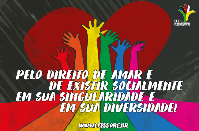 Imagem mostra várias mãos nas cores da bandeira LGBT (arco-íris) em torno de um coração