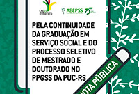 CFESS e Abepss divulgam nota pública em defesa do curso de Serviço Social da PUC-RS