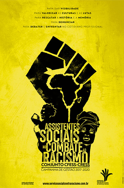 Imagem do cartaz com o selo da Campanha Assistentes Sociais no Combate ao Racismo.