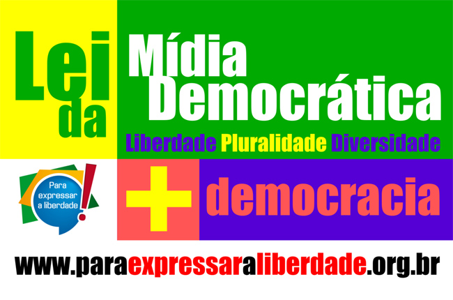 Imagem do banner da campanha Para expressar a Liberdade, com os dizeres: mais democracia, mais pluralidade, mais diversidade. 