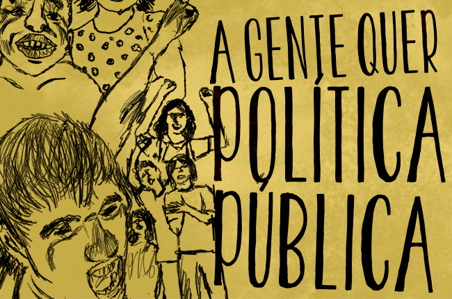 Imagem mostra ilustração de jovens e crianças e o texto reivindicando política pública para a juventude
