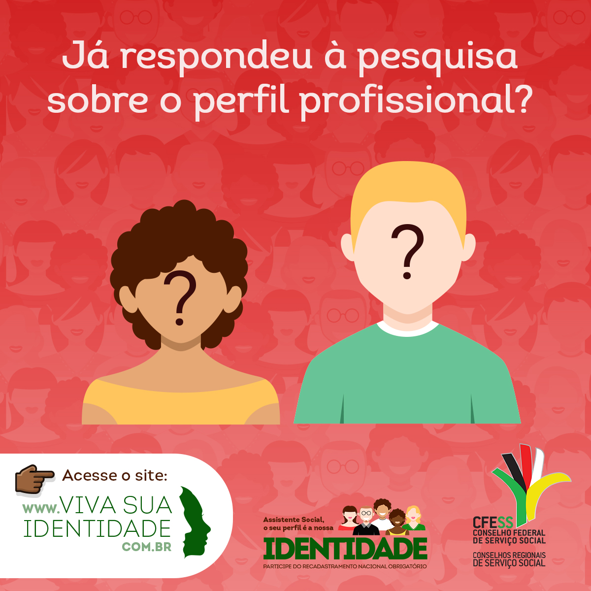 Card com imagens de duas pessoas e a pergunta: Já respondeu à pesquisa sobre o perfil profissional?