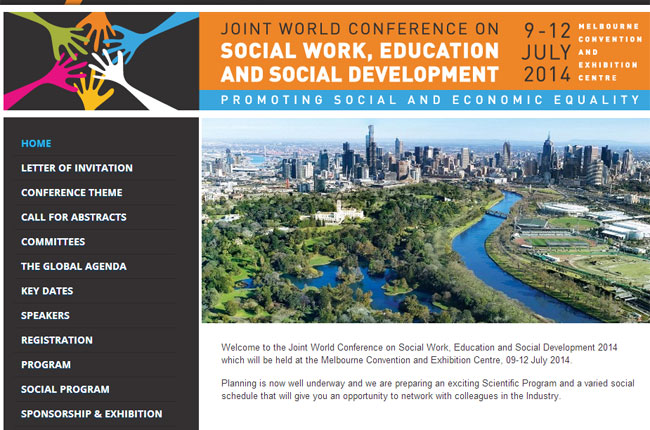Imagem do site do evento, com foto da cidade de Melbourne, na Austrália