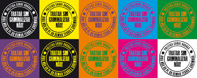 Imagem dos adesivos que serão distribuídos durante a marcha e nas ações dentro do Congresso Nacional