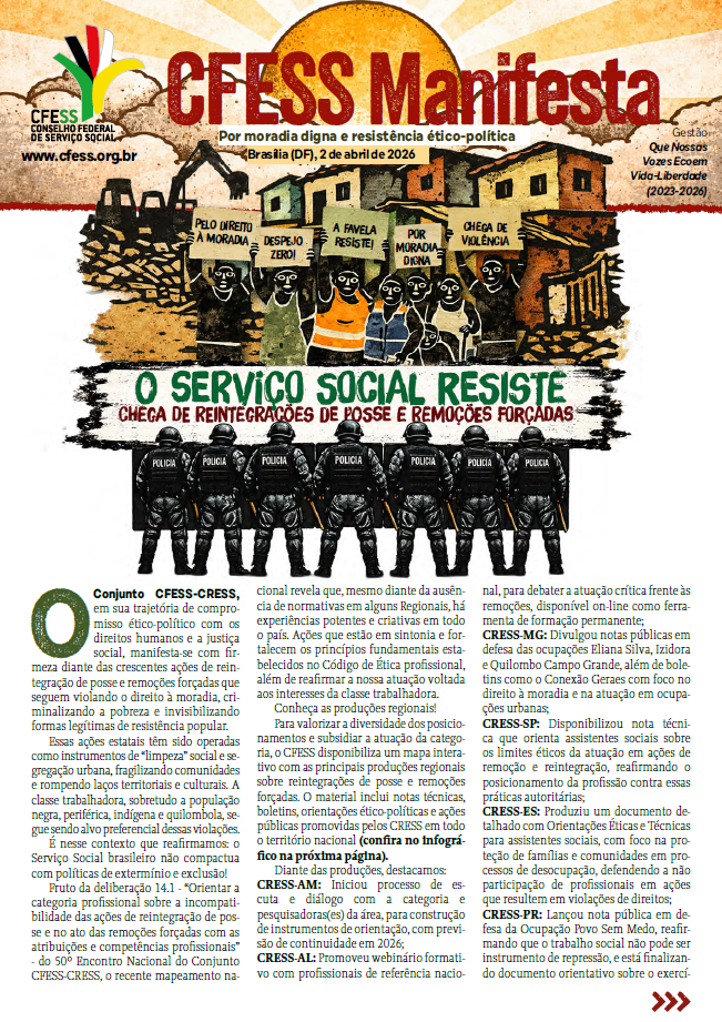 CFESS Manifesta: por moradia e resistência ético-política