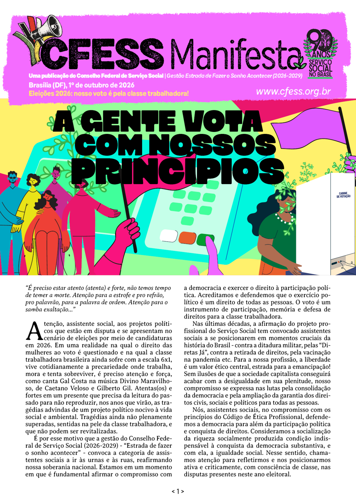 CFESS MANIFESTA Eleições: nosso voto é pela classe trabalhadora!